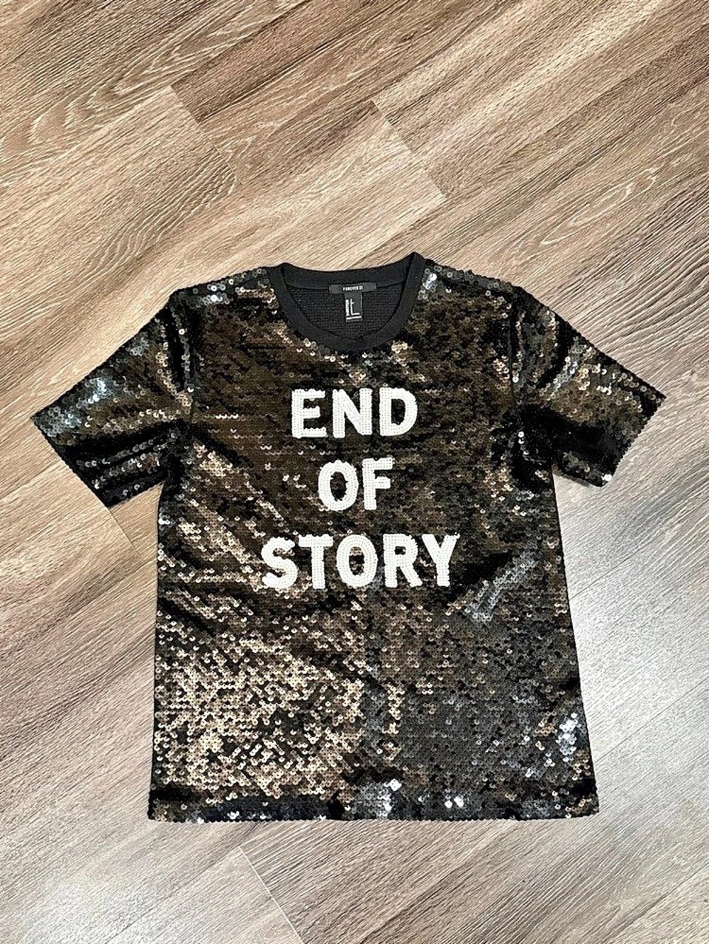 Forever 21 End of Story Sequin Top Black & White Size small